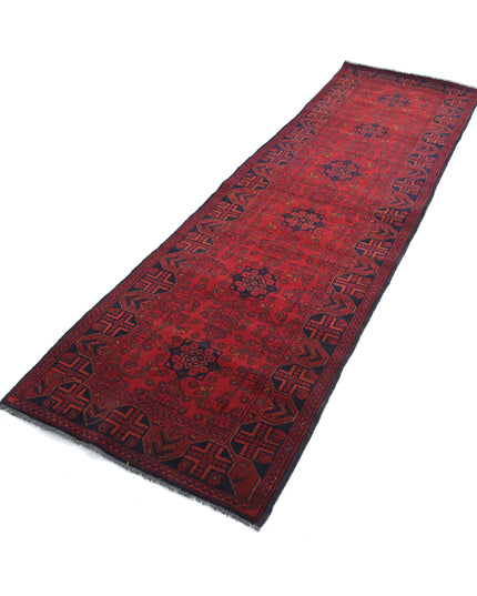 Afghan 2' 9" X 9' 4" Hand Knotted Wool Rug 2' 9" X 9' 4" (84 X 284) / Red / Wool