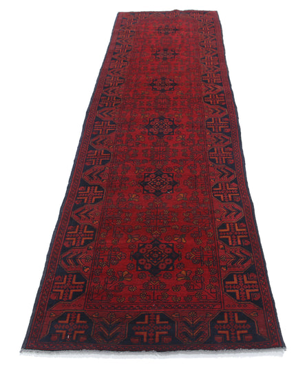 Afghan 2' 9" X 9' 4" Hand Knotted Wool Rug 2' 9" X 9' 4" (84 X 284) / Red / Wool