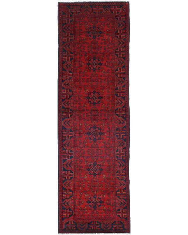 Afghan 2' 9" X 9' 4" Hand Knotted Wool Rug 2' 9" X 9' 4" (84 X 284) / Red / Wool