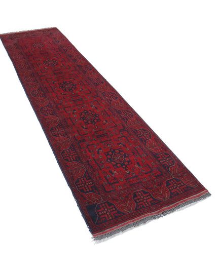 Afghan 2' 7" X 9' 5" Hand Knotted Wool Rug 2' 7" X 9' 5" (79 X 287) / Red / Wool