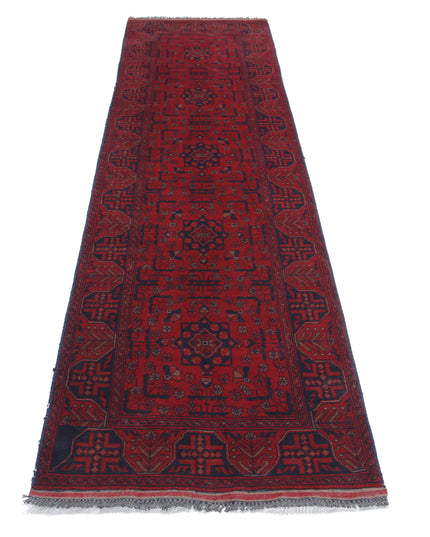 Afghan 2' 7" X 9' 5" Hand Knotted Wool Rug 2' 7" X 9' 5" (79 X 287) / Red / Wool