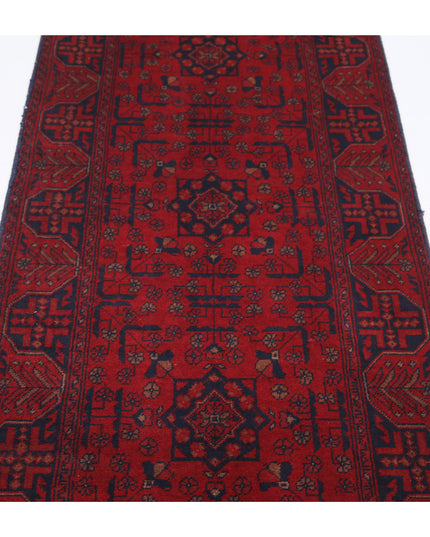 Afghan 2' 7" X 9' 5" Hand Knotted Wool Rug 2' 7" X 9' 5" (79 X 287) / Red / Wool
