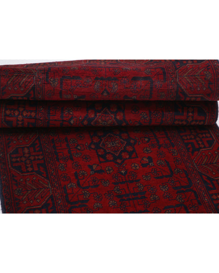 Afghan 2' 7" X 9' 5" Hand Knotted Wool Rug 2' 7" X 9' 5" (79 X 287) / Red / Wool