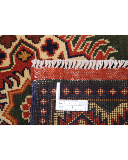 Afghan 2' 11" X 10' 2" Hand Knotted Wool Rug 2' 11" X 10' 2" (89 X 310) / Green / Wool