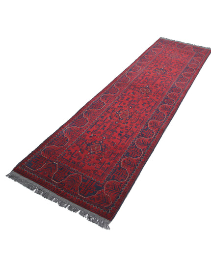 Afghan 2' 7" X 9' 5" Hand Knotted Wool Rug 2' 7" X 9' 5" (79 X 287) / Red / Wool