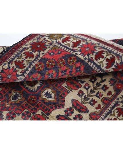 Afghan 2' 8" X 3' 10" Hand Knotted Wool Rug 2' 8" X 3' 10" (81 X 117) / Ivory / Wool