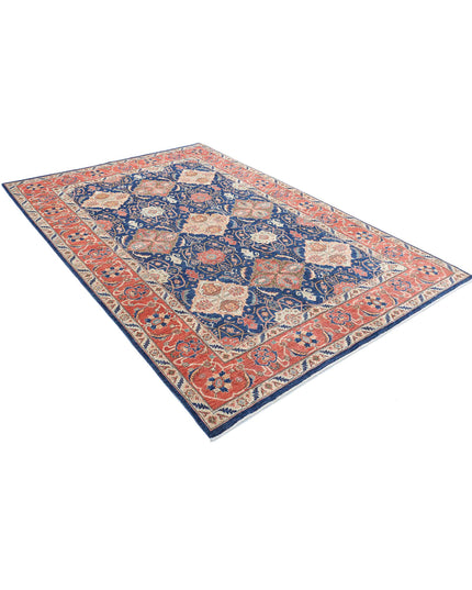 Ariana 6' 0" X 9' 1" Hand Knotted Wool Rug 6' 0" X 9' 1" (183 X 277) / Blue / Wool