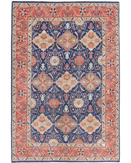 Ariana 6' 0" X 9' 1" Hand Knotted Wool Rug 6' 0" X 9' 1" (183 X 277) / Blue / Wool