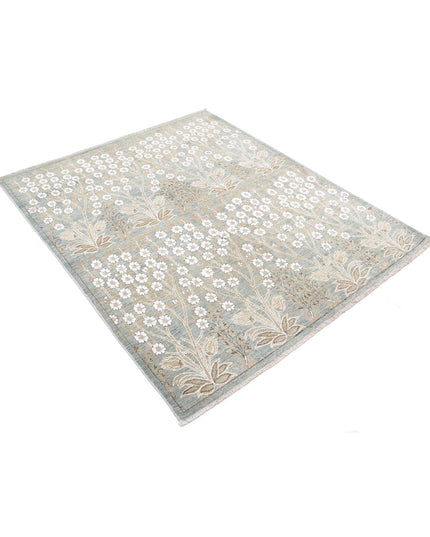Artemix 4' 9" X 5' 9" Hand Knotted Wool & Cotton Rug 4' 9" X 5' 9" (145 X 175) / Blue / Wool & Cotton