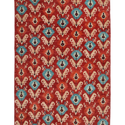 Artemix 6' 6" X 9' 6" Hand Knotted Wool Rug 6' 6" X 9' 6" (198 X 290) / Red / Wool