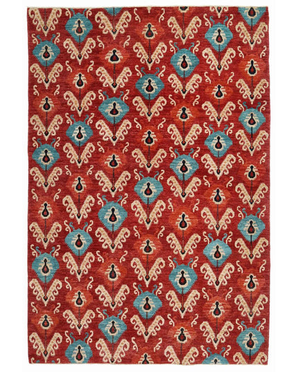 Artemix 6' 6" X 9' 6" Hand Knotted Wool Rug 6' 6" X 9' 6" (198 X 290) / Red / Wool