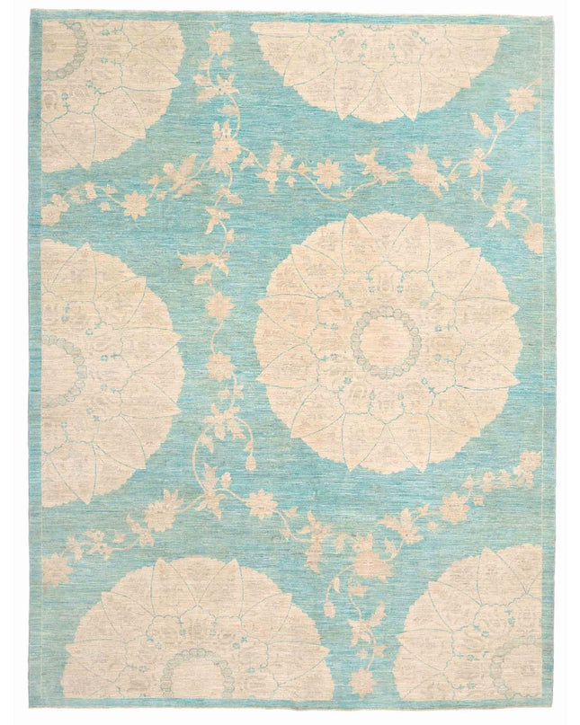 Artemix 9' 0" X 12' 2" Hand Knotted Wool Rug 9' 0" X 12' 2" (274 X 371) / Teal / Wool