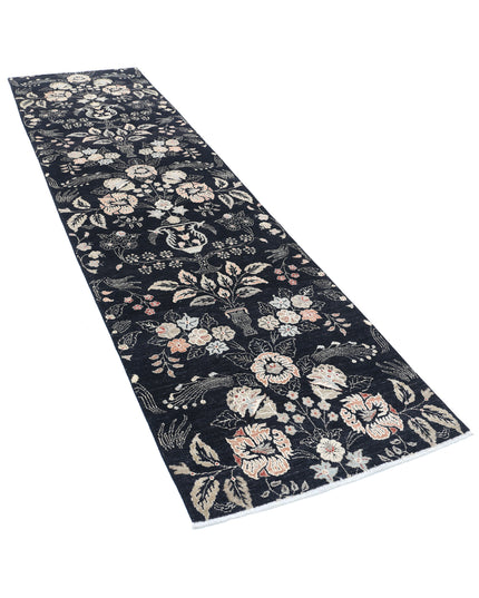 Artemix 3' 0" X 11' 1" Hand Knotted Wool Rug 3' 0" X 11' 1" (91 X 338) / Black / Wool