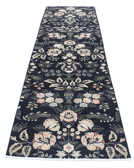 Artemix 3' 0" X 11' 1" Hand Knotted Wool Rug 3' 0" X 11' 1" (91 X 338) / Black / Wool