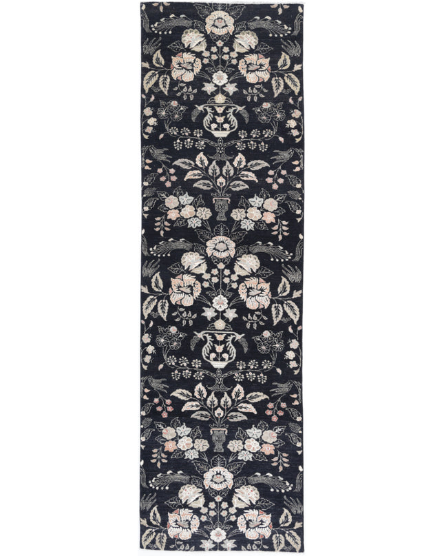 Artemix 3' 0" X 11' 1" Hand Knotted Wool Rug 3' 0" X 11' 1" (91 X 338) / Black / Wool