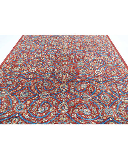 Artemix 9' 1" X 11' 7" Hand Knotted Wool Rug 9' 1" X 11' 7" (277 X 353) / Red / Wool