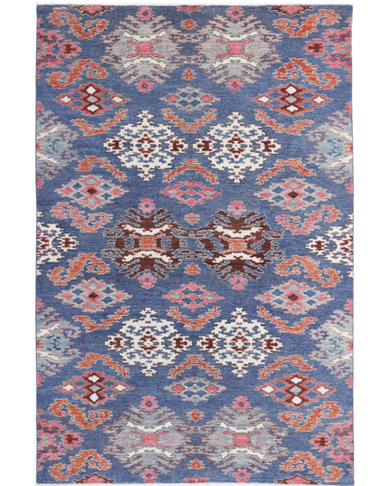 Artemix 5' 9" X 8' 11" Hand Knotted Wool Rug 5' 9" X 8' 11" (175 X 272) / Blue / Wool