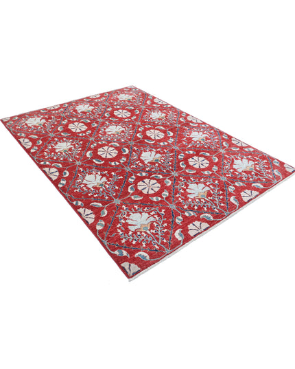 Artemix 5' 6" X 7' 6" Hand Knotted Wool Rug 5' 6" X 7' 6" (168 X 229) / Red / Wool