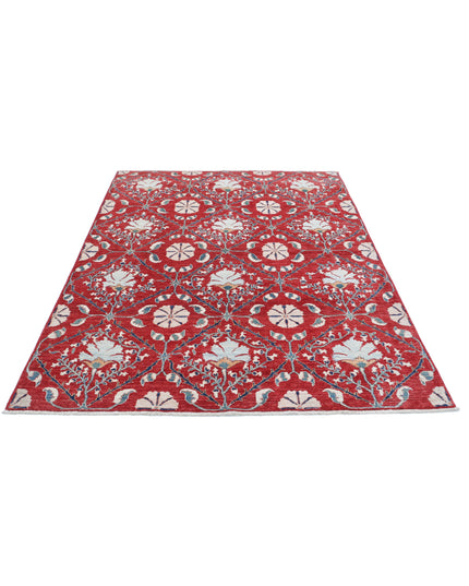 Artemix 5' 6" X 7' 6" Hand Knotted Wool Rug 5' 6" X 7' 6" (168 X 229) / Red / Wool