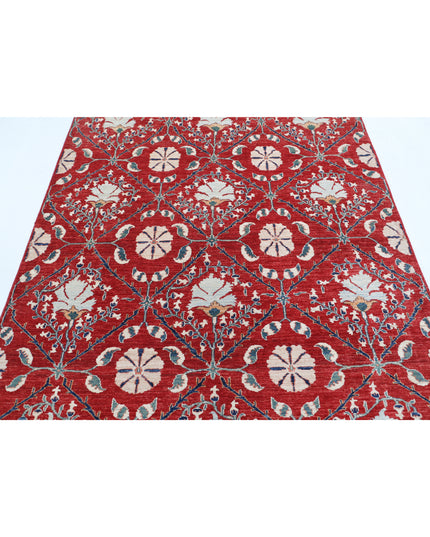 Artemix 5' 6" X 7' 6" Hand Knotted Wool Rug 5' 6" X 7' 6" (168 X 229) / Red / Wool