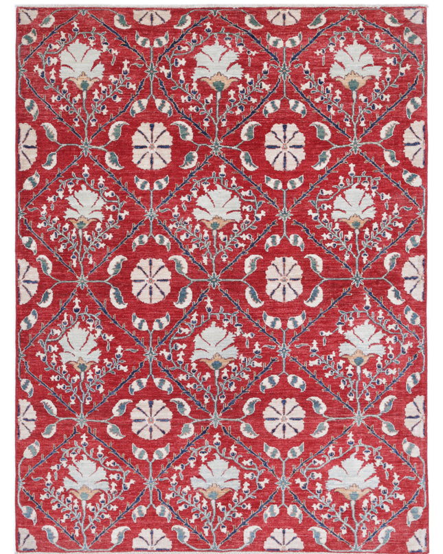 Artemix 5' 6" X 7' 6" Hand Knotted Wool Rug 5' 6" X 7' 6" (168 X 229) / Red / Wool