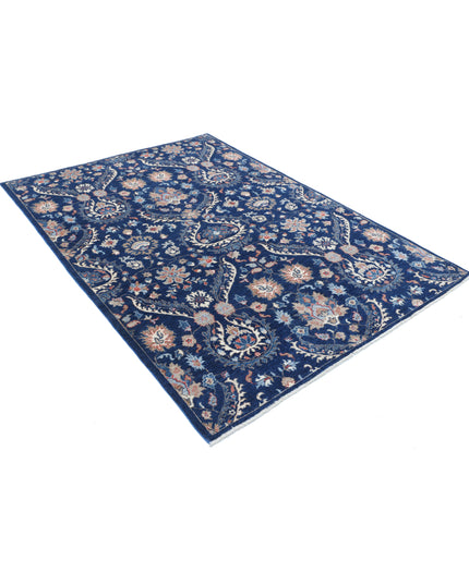 Artemix 5' 4" X 7' 6" Hand Knotted Wool Rug 5' 4" X 7' 6" (162 X 229) / Blue / Wool