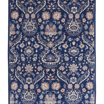 Artemix 5' 4" X 7' 6" Hand Knotted Wool Rug 5' 4" X 7' 6" (162 X 229) / Blue / Wool