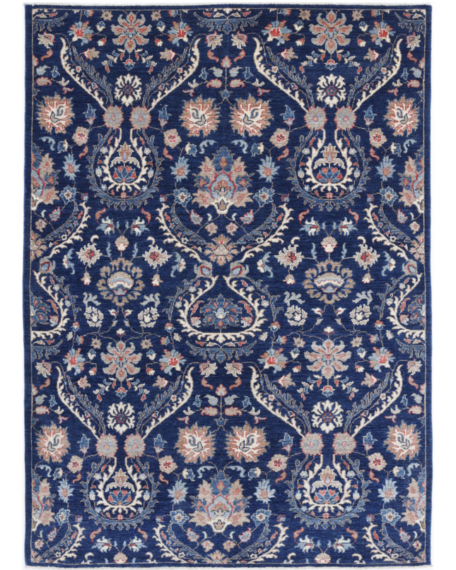 Artemix 5' 4" X 7' 6" Hand Knotted Wool Rug 5' 4" X 7' 6" (162 X 229) / Blue / Wool