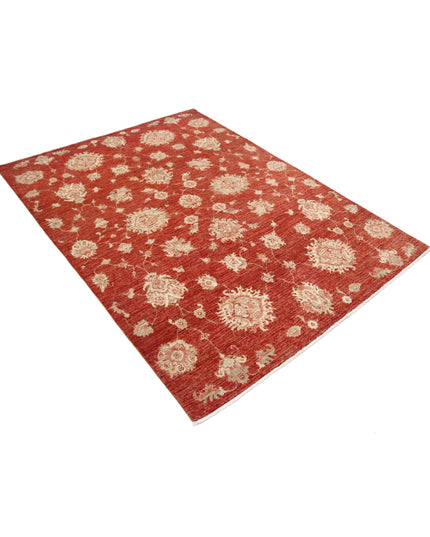 Artemix 4' 10" X 6' 6" Hand Knotted Wool Rug 4' 10" X 6' 6" (147 X 198) / Red / Wool