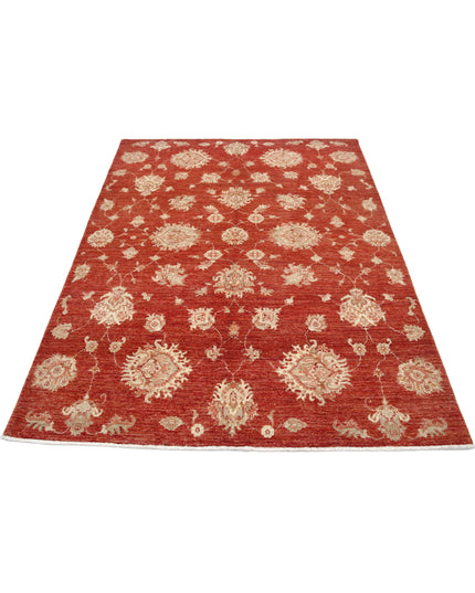 Artemix 4' 10" X 6' 6" Hand Knotted Wool Rug 4' 10" X 6' 6" (147 X 198) / Red / Wool
