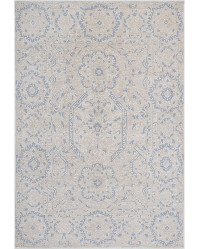 Artemix 4' 10" X 7' 2" Hand Knotted Wool Rug 4' 10" X 7' 2" (147 X 219) / Ivory / Wool