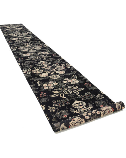 Artemix 3' 6" X 22' 9" Hand Knotted Wool Rug 3' 6" X 22' 9" (107 X 693) / Black / Wool