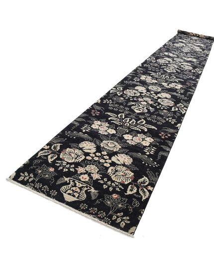 Artemix 3' 6" X 22' 9" Hand Knotted Wool Rug 3' 6" X 22' 9" (107 X 693) / Black / Wool