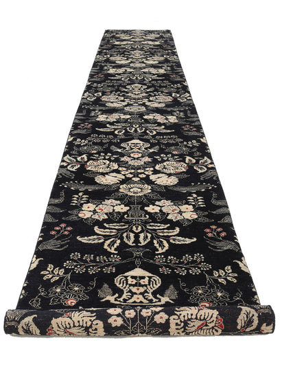 Artemix 3' 6" X 22' 9" Hand Knotted Wool Rug 3' 6" X 22' 9" (107 X 693) / Black / Wool