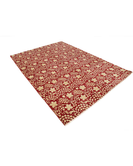 Artemix 6' 7" X 9' 5" Hand Knotted Wool Rug 6' 7" X 9' 5" (201 X 287) / Red / Wool