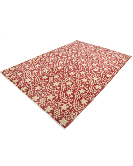 Artemix 6' 7" X 9' 5" Hand Knotted Wool Rug 6' 7" X 9' 5" (201 X 287) / Red / Wool