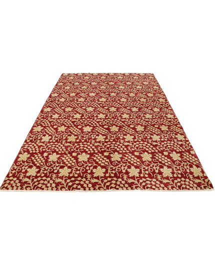 Artemix 6' 7" X 9' 5" Hand Knotted Wool Rug 6' 7" X 9' 5" (201 X 287) / Red / Wool