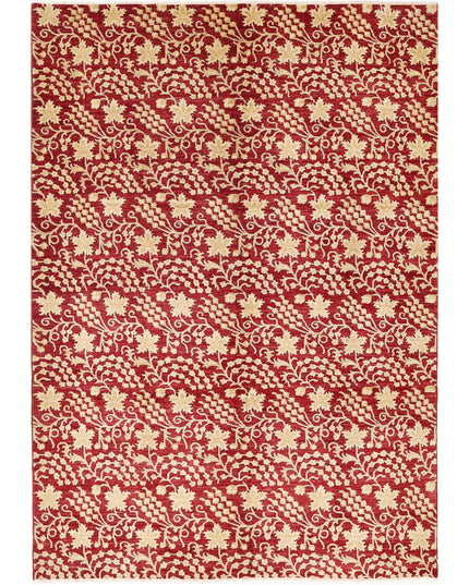 Artemix 6' 7" X 9' 5" Hand Knotted Wool Rug 6' 7" X 9' 5" (201 X 287) / Red / Wool