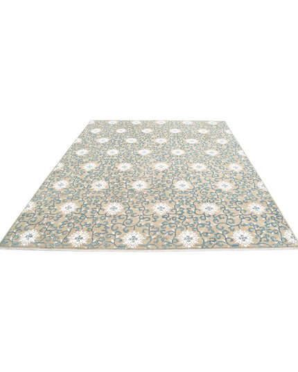 Artemix 8' 0" X 9' 5" Hand Knotted Wool & Silk Rug 8' 0" X 9' 5" (244 X 287) / Green / Wool & Silk