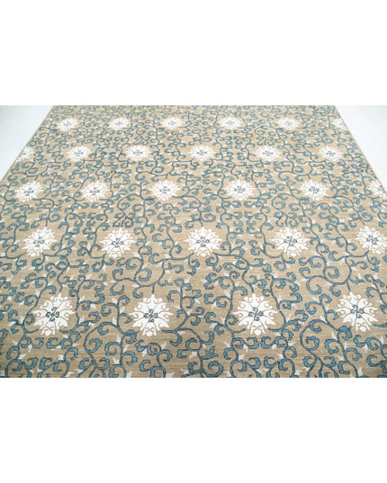 Artemix 8' 0" X 9' 5" Hand Knotted Wool & Silk Rug 8' 0" X 9' 5" (244 X 287) / Green / Wool & Silk