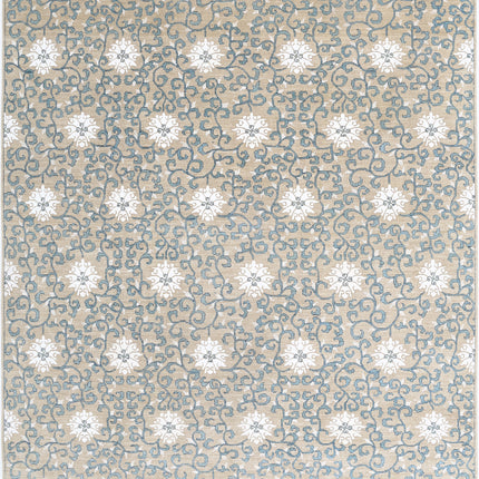 Artemix 8' 0" X 9' 5" Hand Knotted Wool & Silk Rug 8' 0" X 9' 5" (244 X 287) / Green / Wool & Silk