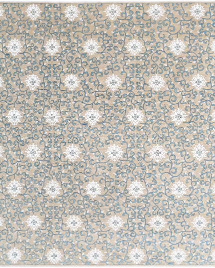 Artemix 8' 0" X 9' 5" Hand Knotted Wool & Silk Rug 8' 0" X 9' 5" (244 X 287) / Green / Wool & Silk