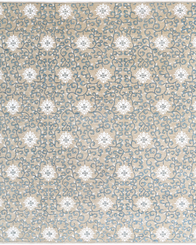 Artemix 8' 0" X 9' 5" Hand Knotted Wool & Silk Rug 8' 0" X 9' 5" (244 X 287) / Green / Wool & Silk