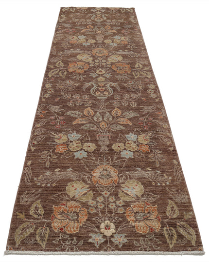 Artemix 2' 11" X 9' 7" Hand Knotted Wool & Silk Rug 2' 11" X 9' 7" (89 X 292) / Brown / Wool & Silk