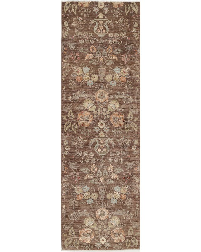 Artemix 2' 11" X 9' 7" Hand Knotted Wool & Silk Rug 2' 11" X 9' 7" (89 X 292) / Brown / Wool & Silk