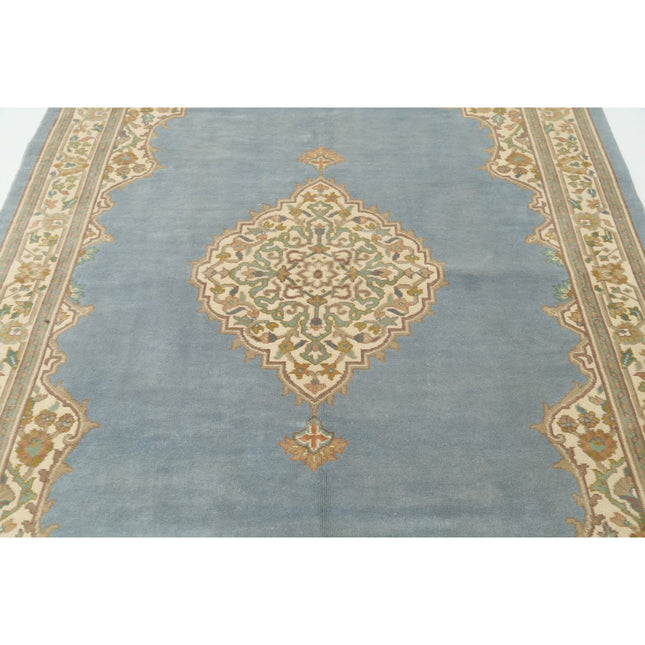 Aubusson 6' 0" X 9' 0" Wool Hand-Knotted Rug 6' 0" X 9' 0" (183 X 274) / Blue / Ivory