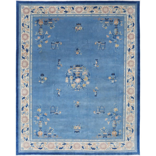 Aubusson 11' 10" X 14' 8" Wool Hand-Knotted Rug 11' 10" X 14' 8" (361 X 447) / Blue / Ivory