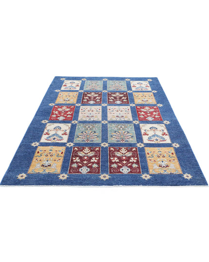 Bakhtiari 5' 5" X 7' 7" Hand Knotted Wool Rug 5' 5" X 7' 7" (165 X 231) / Blue / Wool