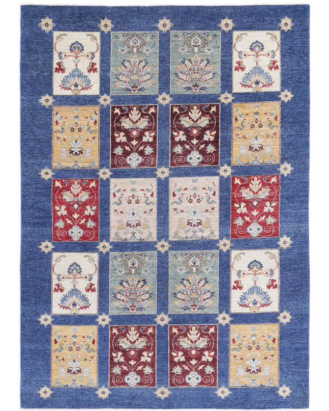 Bakhtiari 5' 5" X 7' 7" Hand Knotted Wool Rug 5' 5" X 7' 7" (165 X 231) / Blue / Wool