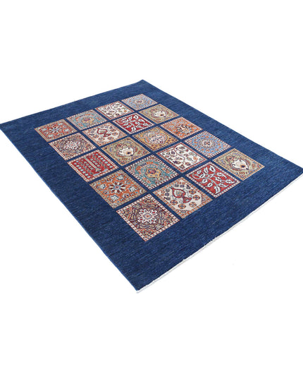 Bakhtiari 5' 0" X 6' 0" Hand Knotted Wool Rug 5' 0" X 6' 0" (152 X 183) / Blue / Wool